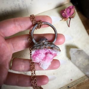 Handmade Copper Pink Druzy Necklace